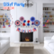 4E's Novelty 24 Pcs Patriotic Hanging Decorations, 6 Pcs Foldable Hanging Patriotic Paper Fans Red White Blue Decor with Star Streamer, American Independence Day Banner with USA Flag, USA Glory Decor